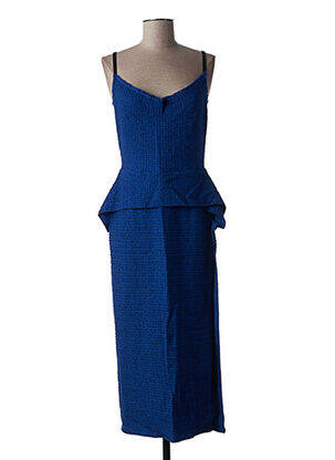 Robe mi-longue fermeture zippée au dos fines bretelles bleu ROLAND MOURET femme
