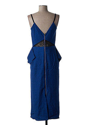 Robe mi-longue fermeture zippée au dos fines bretelles bleu ROLAND MOURET femme