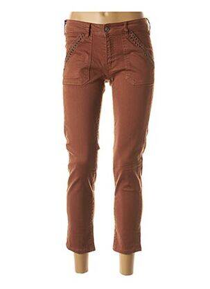 Pantalon 7/8 stretch taille basse marron FIVE femme