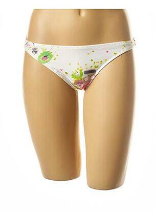 Bas de maillot de bain imprimé fantaisie culotte blanc I LOVE MY BIKINI femme