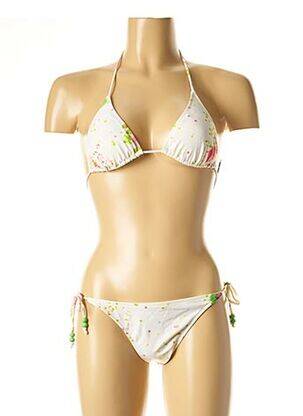 Maillot de bain 2 pièces stretch haut triangles blanc I LOVE MY BIKINI femme