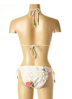 Maillot de bain 2 pièces stretch haut triangles blanc I LOVE MY BIKINI femme