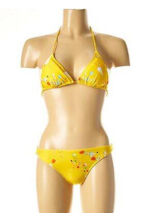 Maillot de bain 2 pièces stretch haut triangles jaune I LOVE MY BIKINI femme
