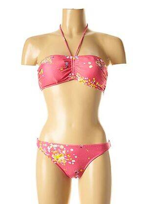 Maillot de bain 2 pièces stretch haut bandeau rose I LOVE MY BIKINI femme