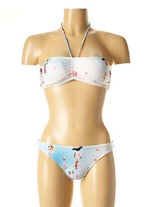 Maillot de bain 2 pièces stretch haut bandeau bleu I LOVE MY BIKINI femme