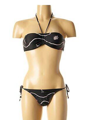 Maillot de bain 2 pièces stretch haut bandeau noir I LOVE MY BIKINI femme