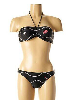 Maillot de bain 2 pièces stretch haut bandeau noir I LOVE MY BIKINI femme