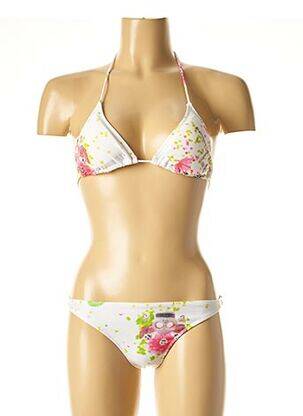 Maillot de bain 2 pièces stretch haut triangles blanc I LOVE MY BIKINI femme