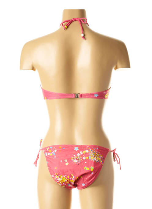 Maillot de bain 2 pièces rose I LOVE MY BIKINI pour femme