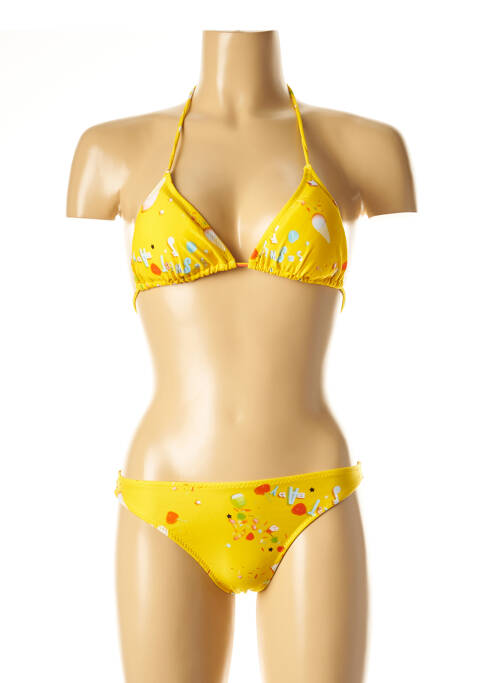 Maillot de bain 2 pièces stretch haut triangles jaune I LOVE MY BIKINI femme