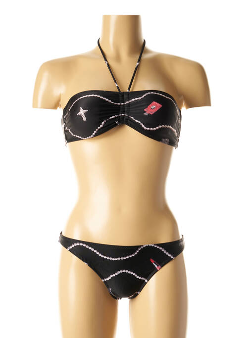 Maillot de bain 2 pièces stretch haut bandeau noir I LOVE MY BIKINI femme