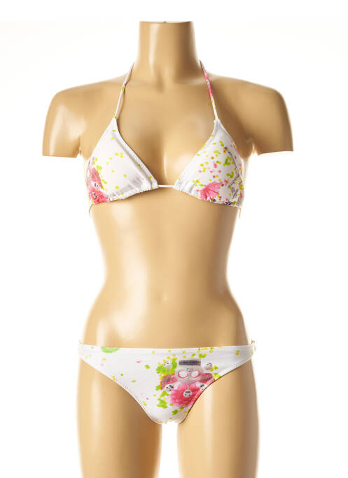 Maillot de bain 2 pièces stretch haut triangles blanc I LOVE MY BIKINI femme