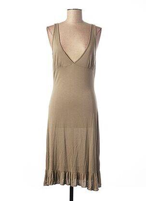 Robe mi-longue sans manche sans manche marron POUSSIERE D'ETOLE femme