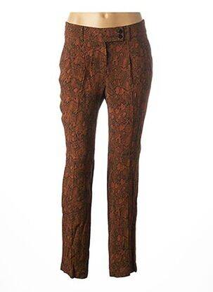 Pantalon droit fermeture zippée sous rabat boutonné taille basse marron MAISON 123 femme