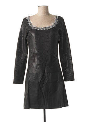Robe courte coupe évasée manches longues noir LO! LES FILLES femme