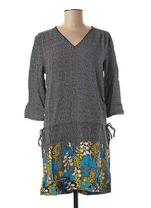 Robe courte manches 3/4 manches 3/4 noir LITTLE CAPTAIN femme