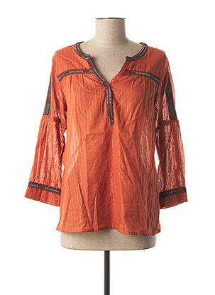 Blouse tissage popeline manches 3/4 orange MAISON 123 femme