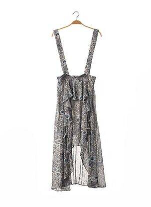 Robe mi-longue imprimé fleurs sans manche bleu SUNCOO femme