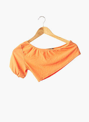 T-shirt stretch manches courtes orange BOOHOO femme