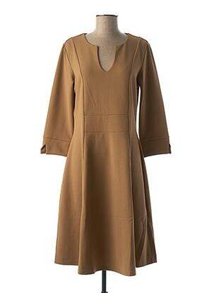 Robe mi-longue manches 3/4 manches 3/4 marron LA FEE MARABOUTEE femme