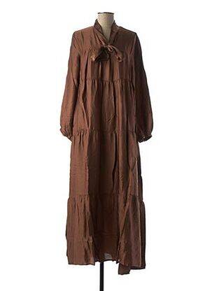 Robe longue manches longues manches longues marron LA FEE MARABOUTEE femme