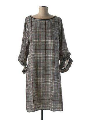 Robe mi-longue manches 3/4 manches 3/4 gris LA FEE MARABOUTEE femme