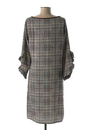 Robe mi-longue manches 3/4 manches 3/4 gris LA FEE MARABOUTEE femme
