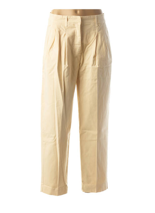 Pantalon droit taille à pinces taille haute jaune LA FEE MARABOUTEE femme