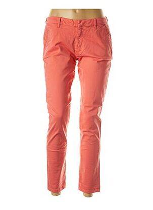 Pantalon droit fermeture zippée sous rabat avec crochet taille normale rose REIKO femme