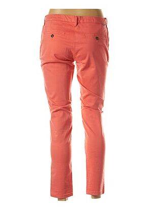 Pantalon droit fermeture zippée sous rabat avec crochet taille normale orange REIKO femme