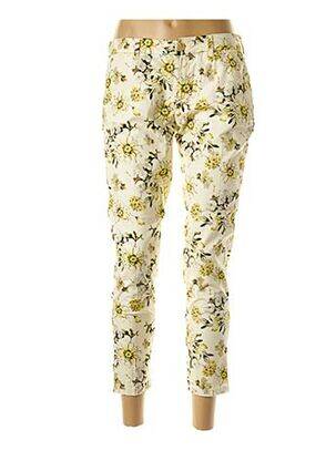 Pantalon 7/8 fermeture zippée sous rabat boutonné taille normale jaune REIKO femme