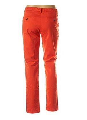 Pantalon droit fermeture zippée sous rabat avec crochet taille normale orange REIKO femme
