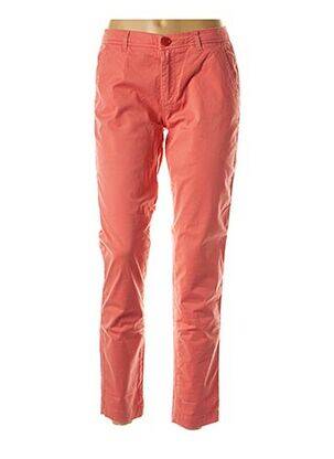 Pantalon droit fermeture zippée sous rabat boutonné taille normale rose REIKO femme