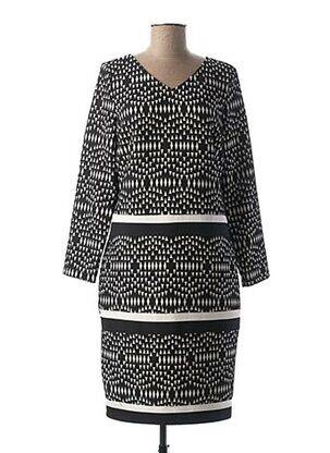 Robe mi-longue imprimé fantaisie manches longues noir GUY DUBOUIS femme