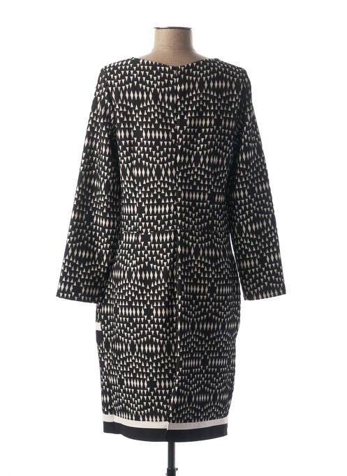 Robe mi-longue imprimé fantaisie manches longues noir IMPULSION femme
