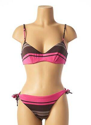 Maillot de bain 2 pièces fermeture clip marron ANDRES SARDA femme