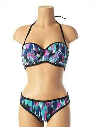 Maillot de bain 2 pièces stretch haut soutien-gorge moulé bleu CLEO BY PANACHE femme