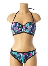 Maillot de bain 2 pièces stretch haut soutien-gorge moulé bleu CLEO BY PANACHE femme