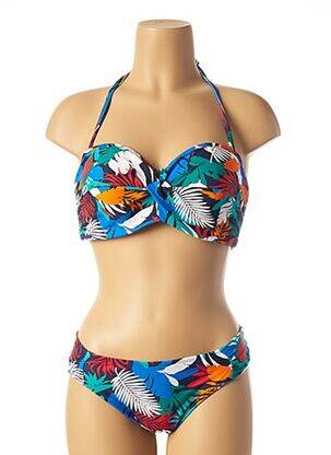 Maillot de bain 2 pièces stretch haut soutien-gorge moulé bleu CLEO BY PANACHE femme