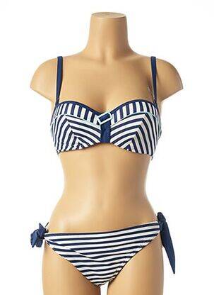 Maillot de bain 2 pièces stretch haut soutien-gorge moulé bleu CLEO BY PANACHE femme