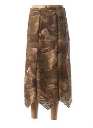 Jupe longue tissage crêpe vert CLAUDE DE SAIVRE femme