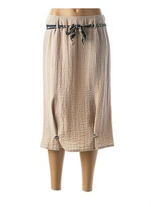 Jupe mi-longue beige TELMAIL femme