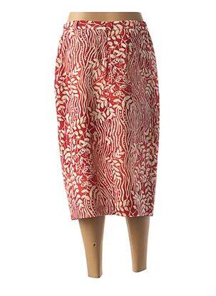 Jupe mi-longue coupe droite rouge MARYVET femme