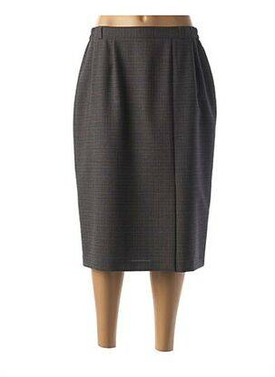 Jupe mi-longue taille élastique gris MARYVET femme