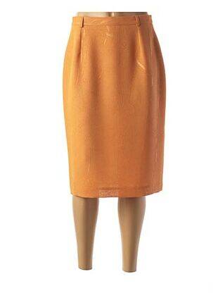 Jupe mi-longue coupe droite orange FEDORA femme