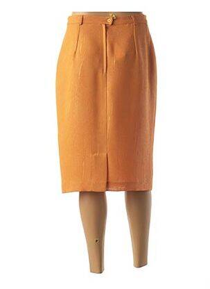 Jupe mi-longue coupe droite orange FEDORA femme