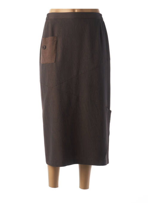 Jupe longue fermeture zippée au dos marron MARYVET femme