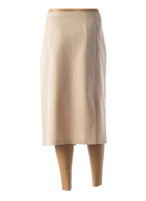 Jupe mi-longue fermeture zip latéral beige GRIFFON femme