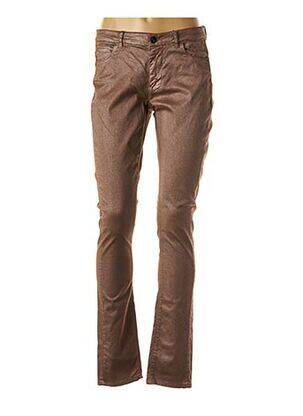 Pantalon slim tissage enduit taille normale marron CKS femme
