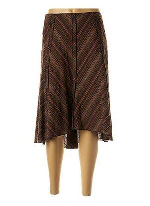 Jupe mi-longue fermeture zip latéral marron LUCCHINI femme